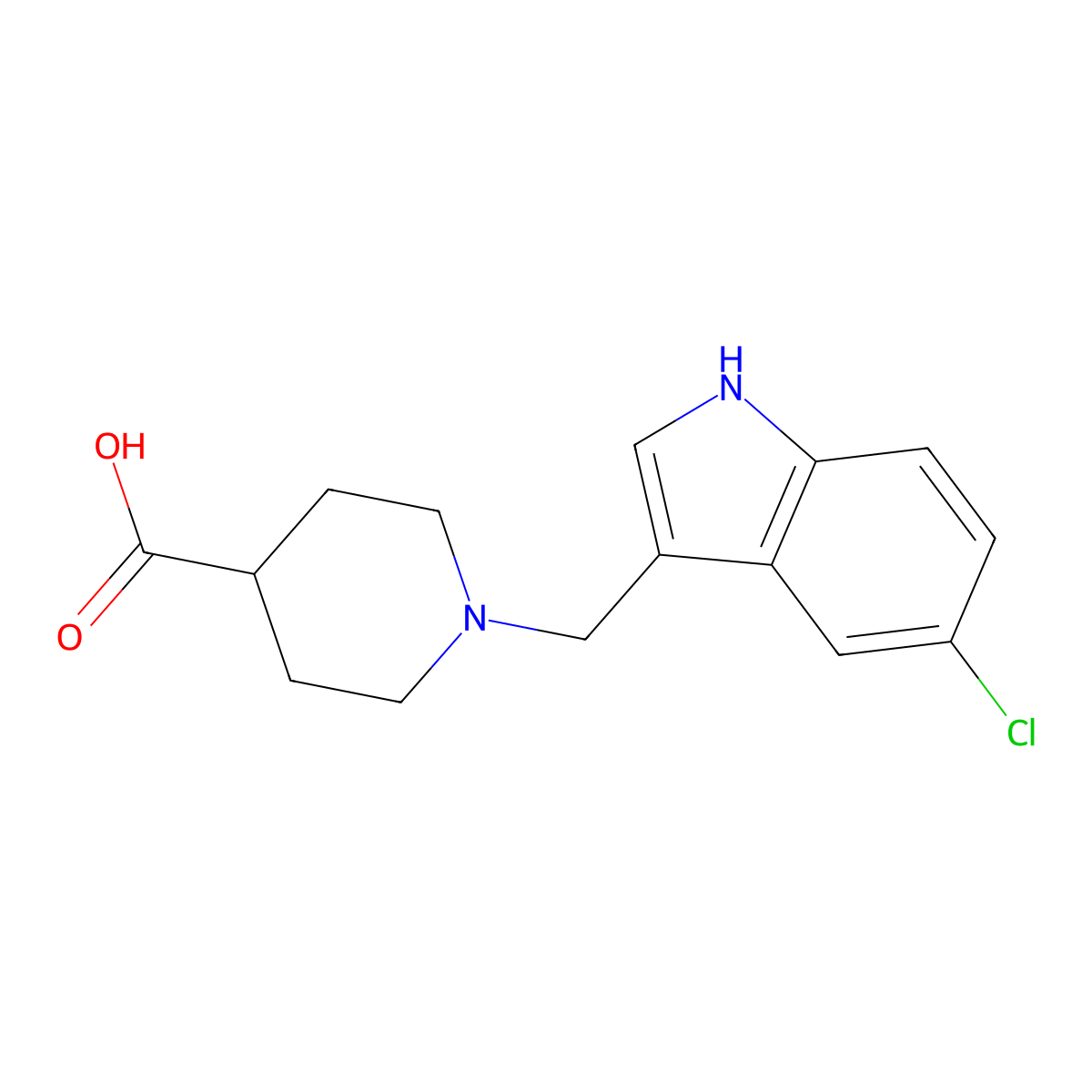 1-[(5-chloro-1H-indol-3-yl)methyl]piperidine-4-carboxylic acid molecular structure, CAS 1170595-16-0