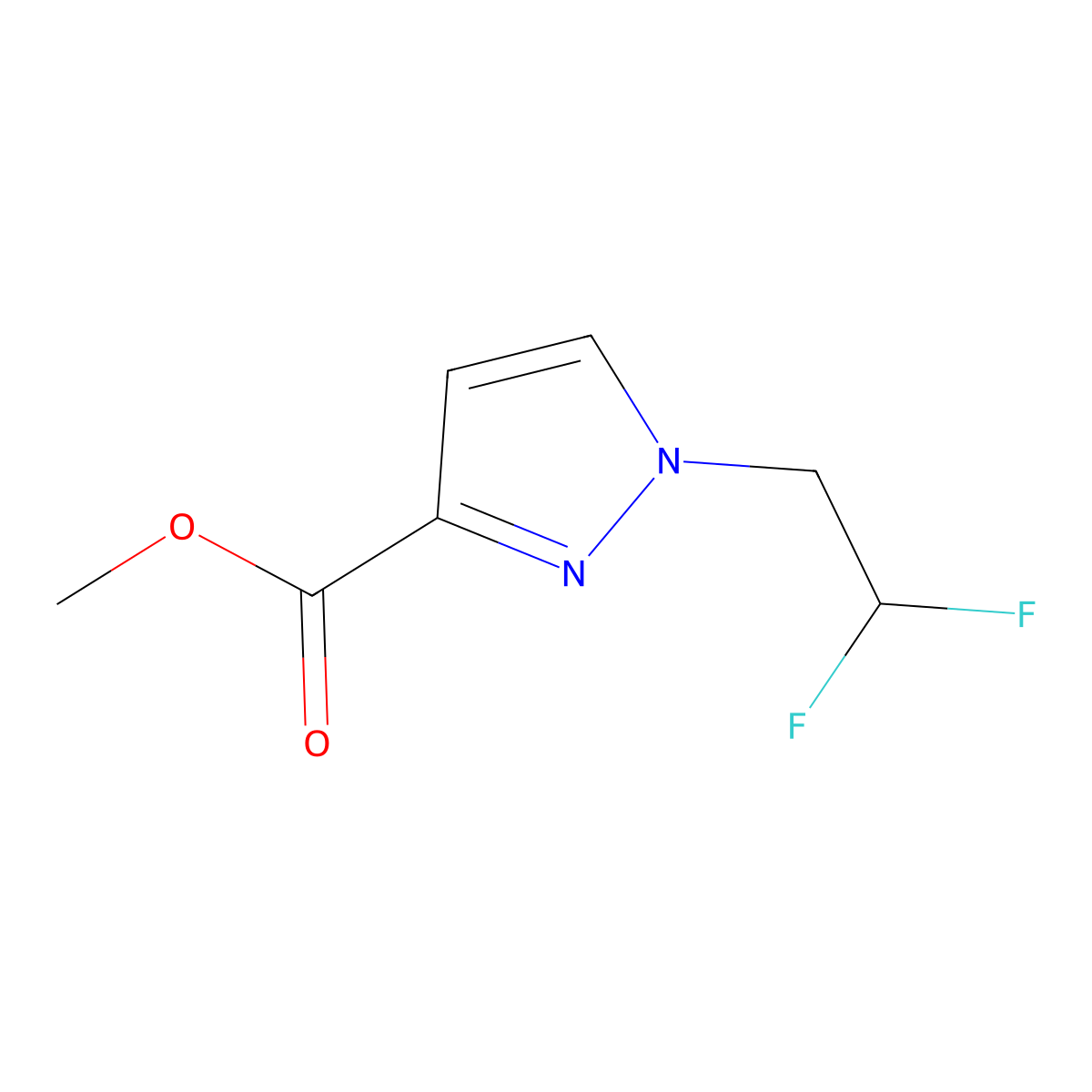 methyl 1-(2,2-difluoroethyl)-1H-pyrazole-3-carboxylate molecular structure, CAS 1170596-40-3