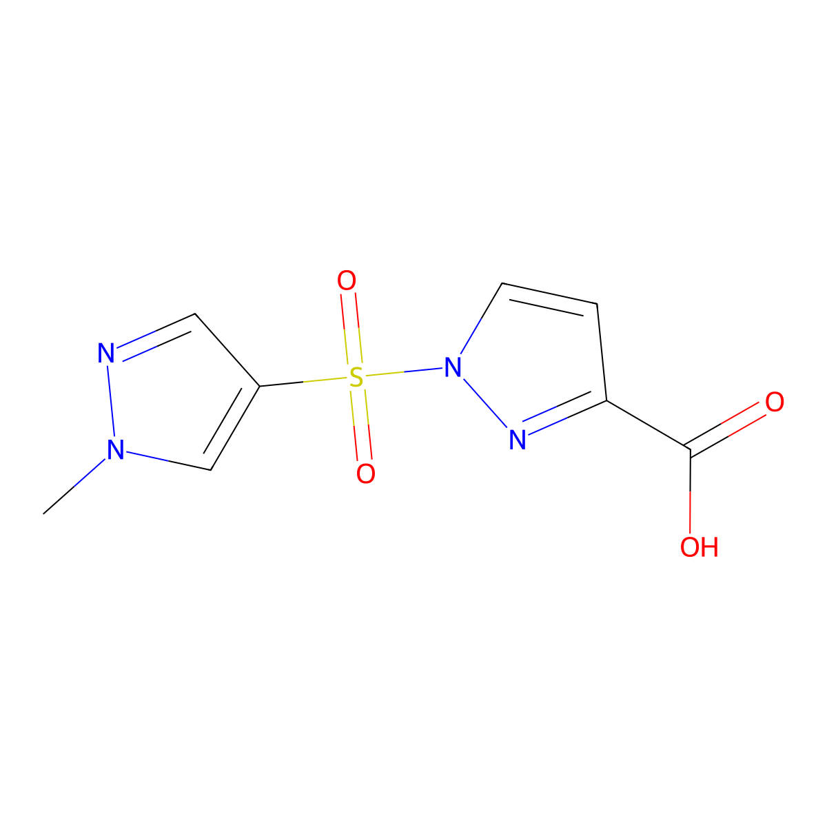 1-[(1-methyl-1H-pyrazol-4-yl)sulfonyl]-1H-pyrazole-3-carboxylic acid molecular structure, CAS 1170596-58-3