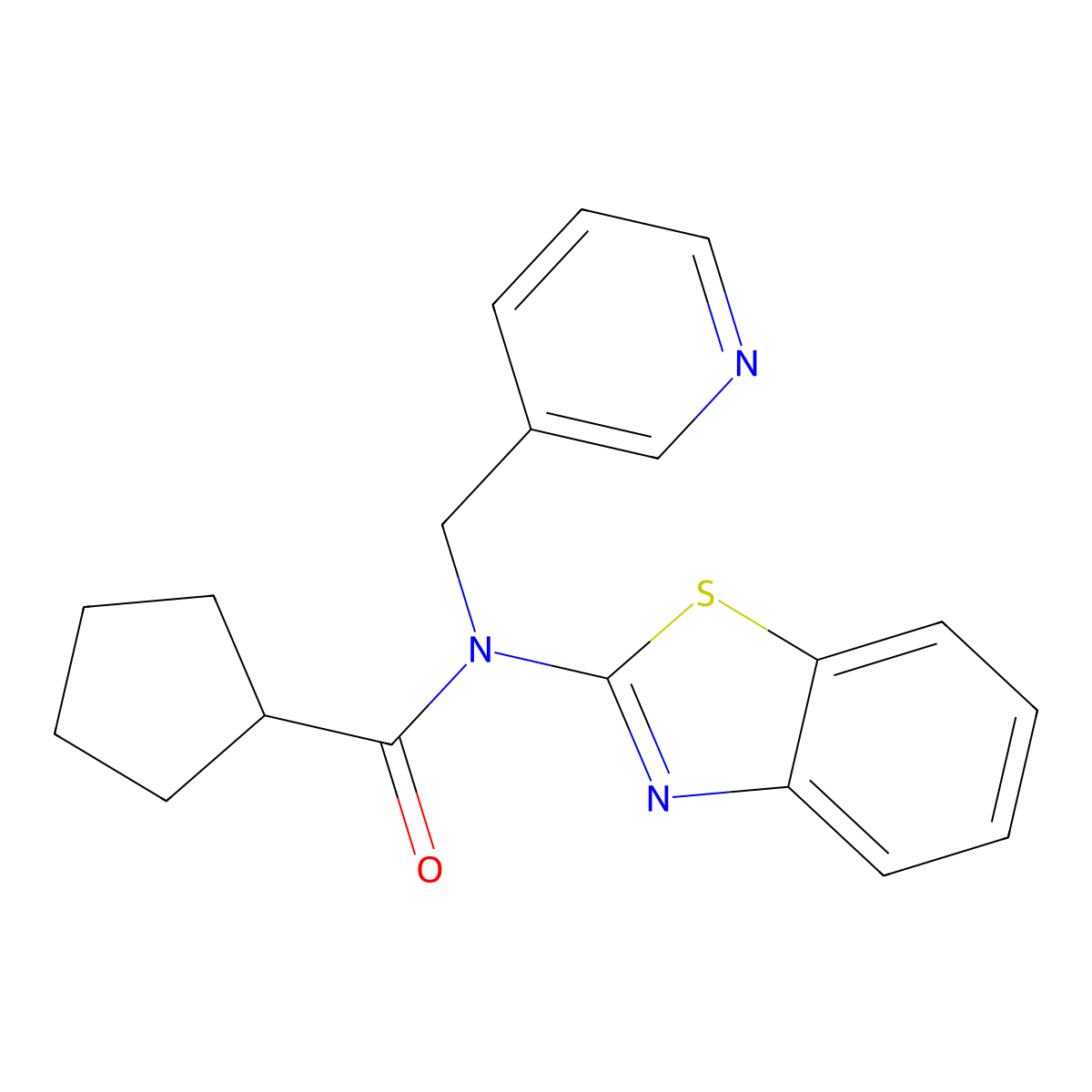 N-(benzo[d]thiazol-2-yl)-N-(pyridin-3-ylmethyl)cyclopentanecarboxamide molecular structure, CAS 1170596-61-8