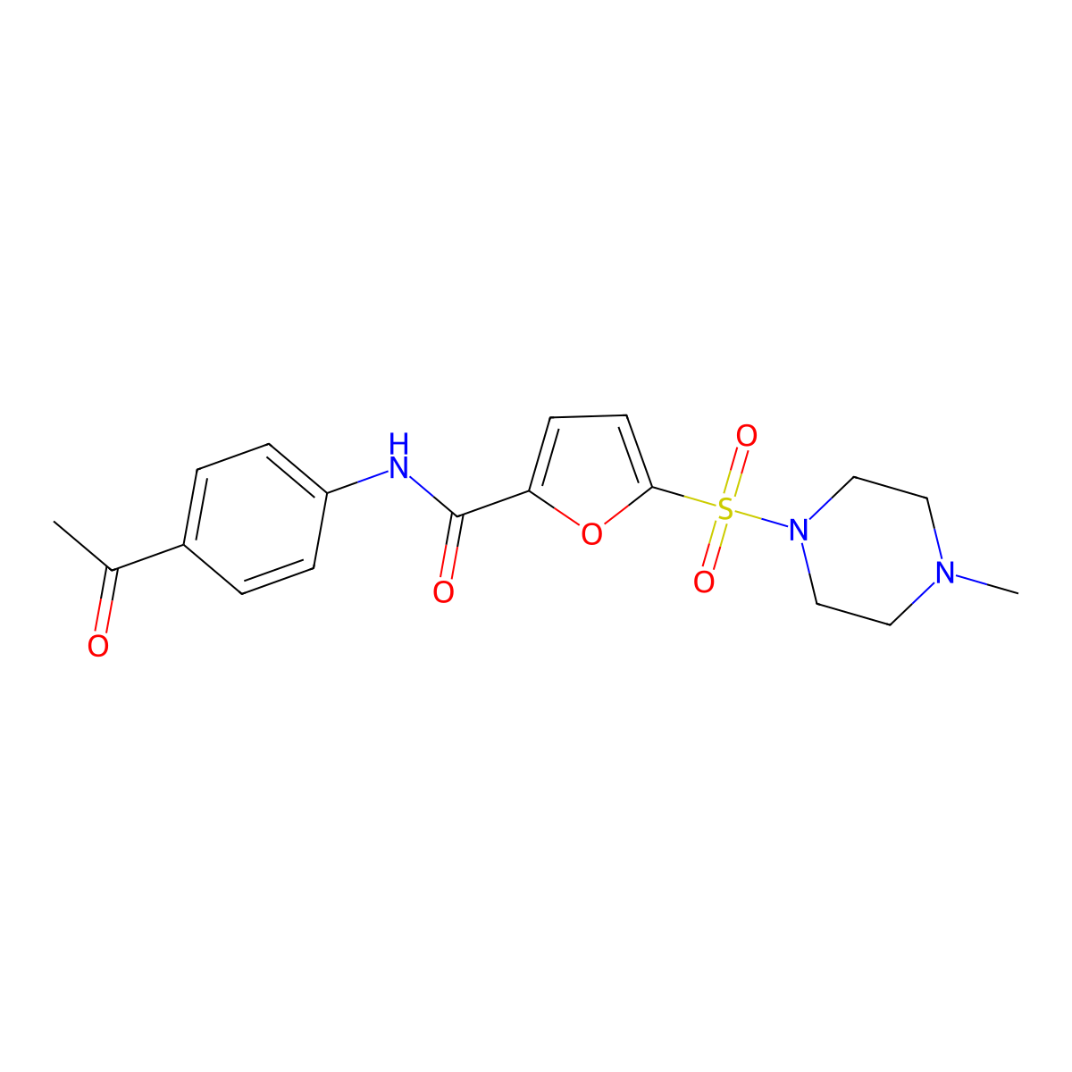 N-(4-acetylphenyl)-5-((4-methylpiperazin-1-yl)sulfonyl)furan-2-carboxamide molecular structure, CAS 1170597-20-2