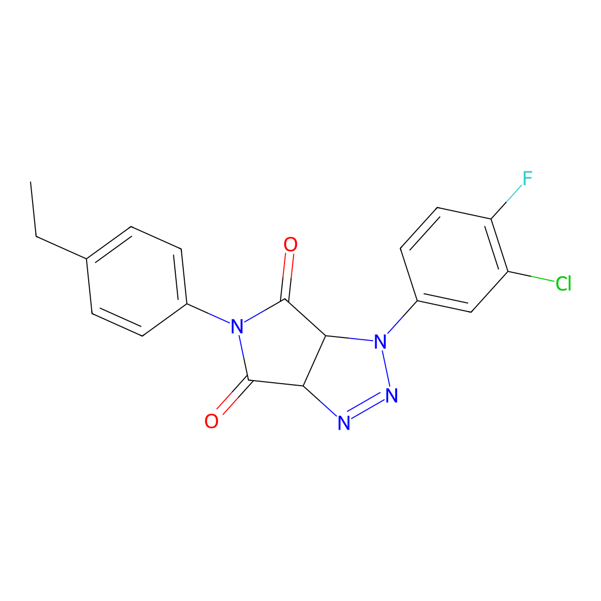 1-(3-chloro-4-fluorophenyl)-5-(4-ethylphenyl)-1,6a-dihydropyrrolo[3,4-d][1,2,3]triazole-4,6(3aH,5H)-dione molecular structure, CAS 1170597-33-7
