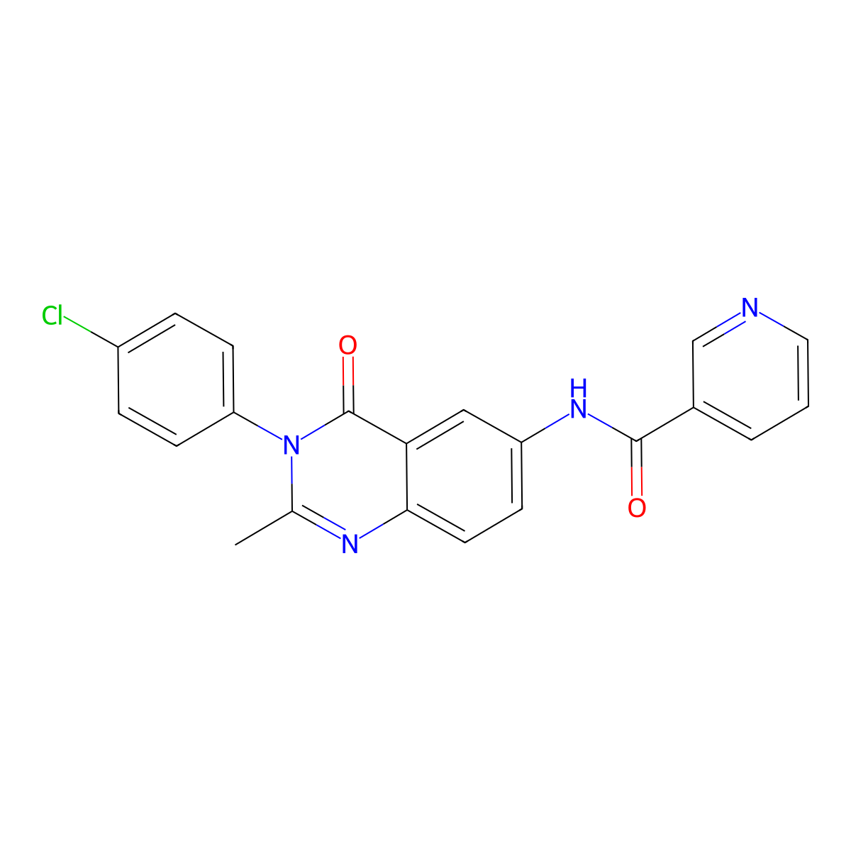 N-(3-(4-chlorophenyl)-2-methyl-4-oxo-3,4-dihydroquinazolin-6-yl)nicotinamide molecular structure, CAS 1170599-20-8