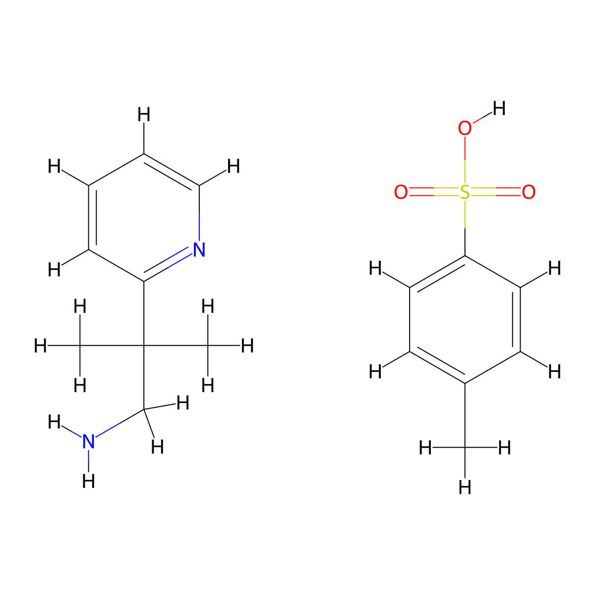 2-Methyl-2-(pyridin-2-yl)propan-1-amine, tosylate salt molecular structure, CAS 1170600-64-2