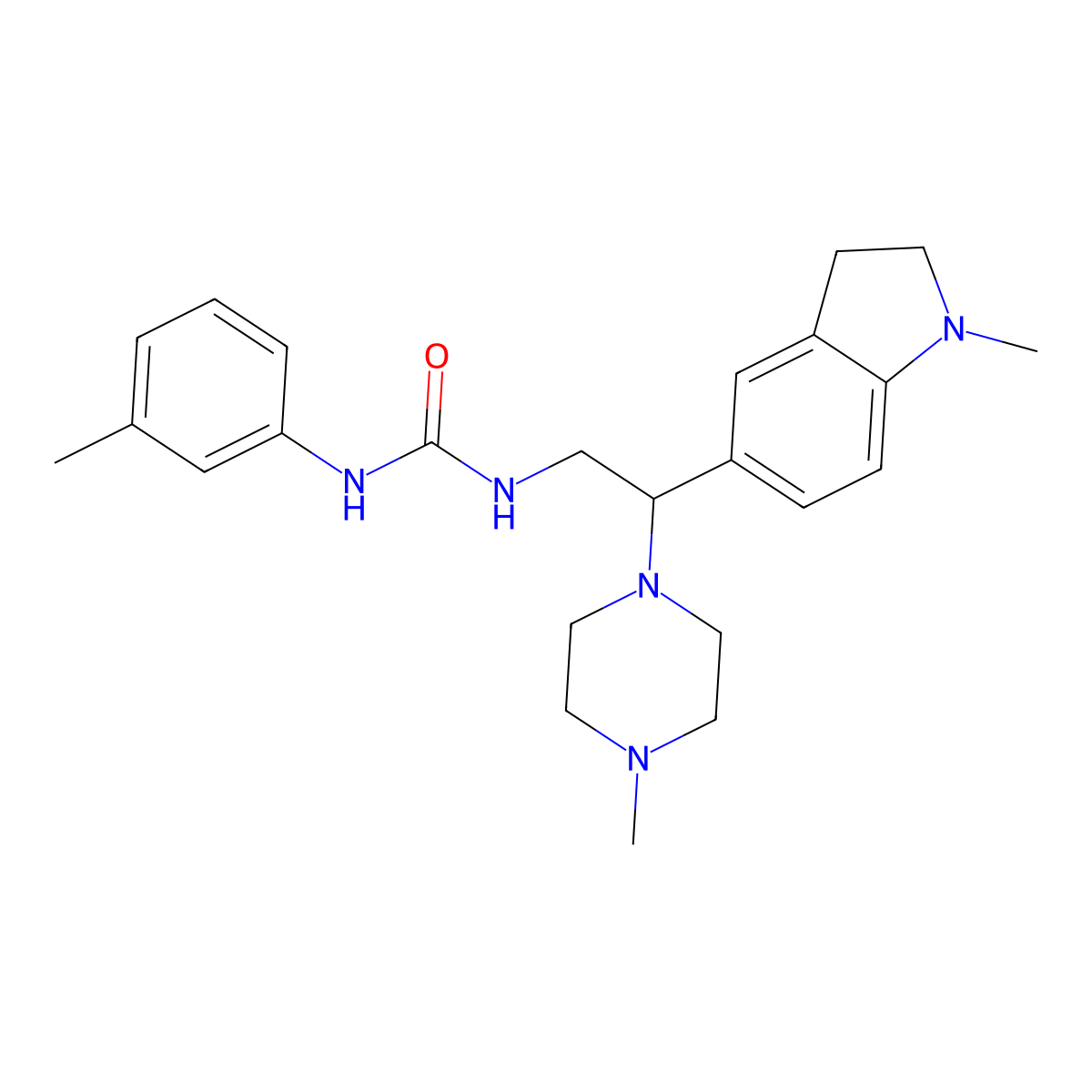 1-(2-(1-Methylindolin-5-yl)-2-(4-methylpiperazin-1-yl)ethyl)-3-(m-tolyl)urea molecular structure, CAS 1170601-15-6