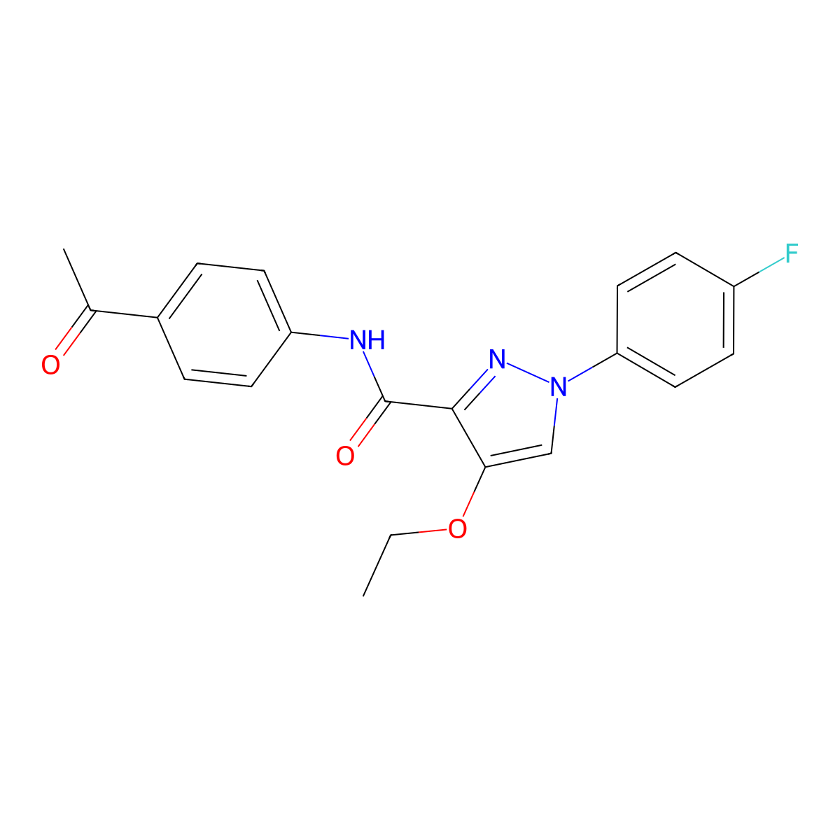 N-(4-acetylphenyl)-4-ethoxy-1-(4-fluorophenyl)-1H-pyrazole-3-carboxamide molecular structure, CAS 1170601-23-6