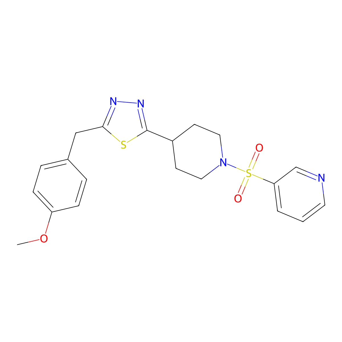2-(4-Methoxybenzyl)-5-(1-(pyridin-3-ylsulfonyl)piperidin-4-yl)-1,3,4-thiadiazole molecular structure, CAS 1170603-92-5
