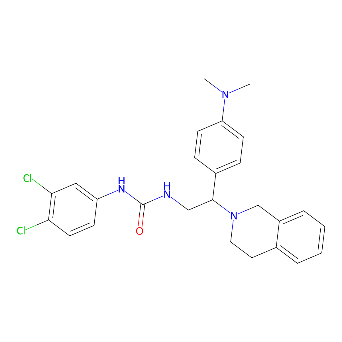 1-(3,4-dichlorophenyl)-3-(2-(3,4-dihydroisoquinolin-2(1H)-yl)-2-(4-(dimethylamino)phenyl)ethyl)urea molecular structure, CAS 1170605-19-2