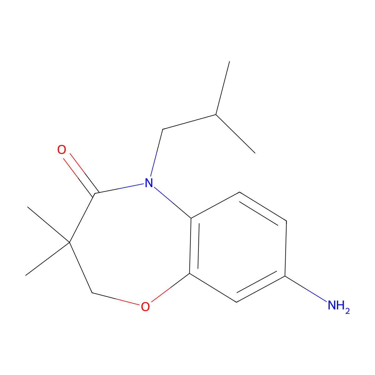 8-amino-5-isobutyl-3,3-dimethyl-2,3-dihydro-1,5-benzoxazepin-4(5H)-one molecular structure, CAS 1170606-68-4
