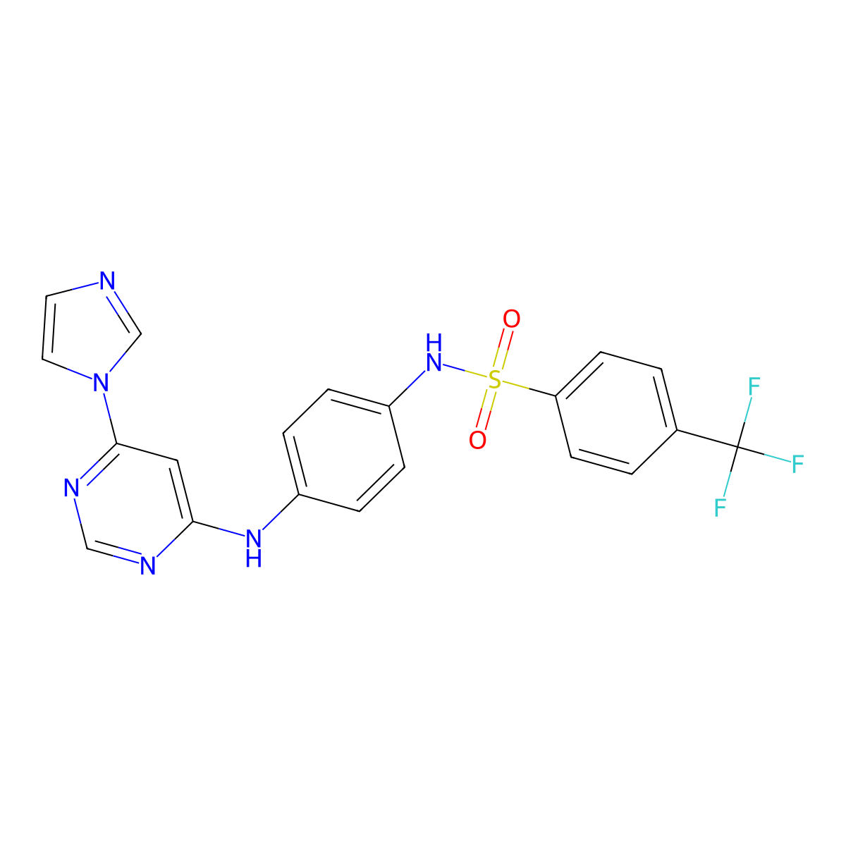 N-(4-((6-(1H-imidazol-1-yl)pyrimidin-4-yl)amino)phenyl)-4-(trifluoromethyl)benzenesulfonamide molecular structure, CAS 1170607-81-4