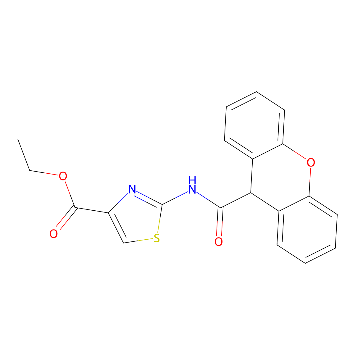 ethyl 2-(9H-xanthene-9-carboxamido)thiazole-4-carboxylate molecular structure, CAS 1170608-45-3