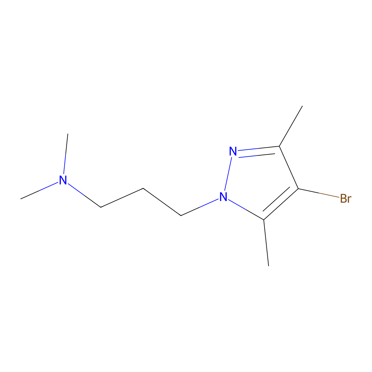 4-Bromo-N,N,3,5-tetramethyl-1H-pyrazole-1-propanamine molecular structure, CAS 1170608-73-7