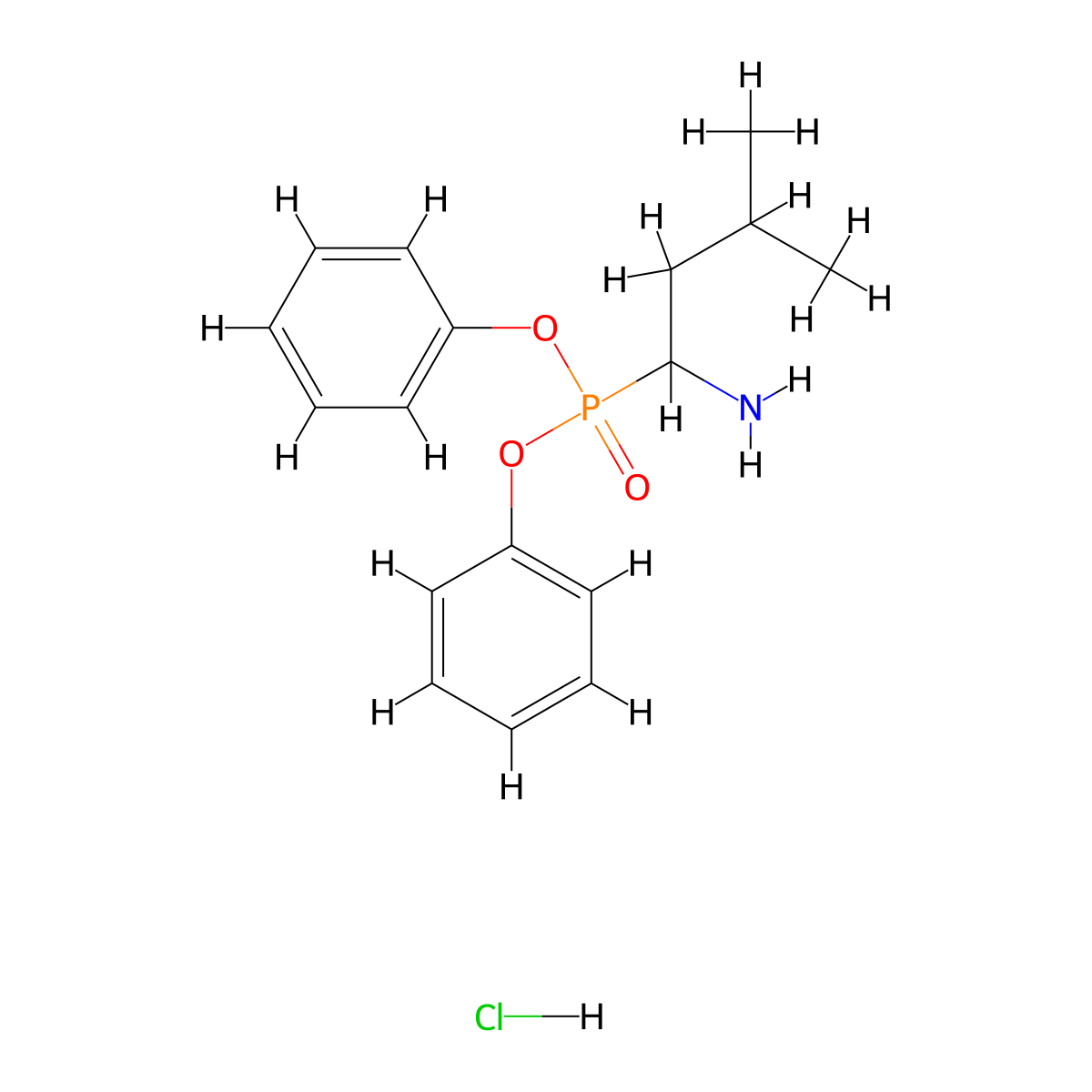Diphenyl 1-amino-3-methylbutylphosphonate hydrochloride molecular structure, CAS 1170612-38-0
