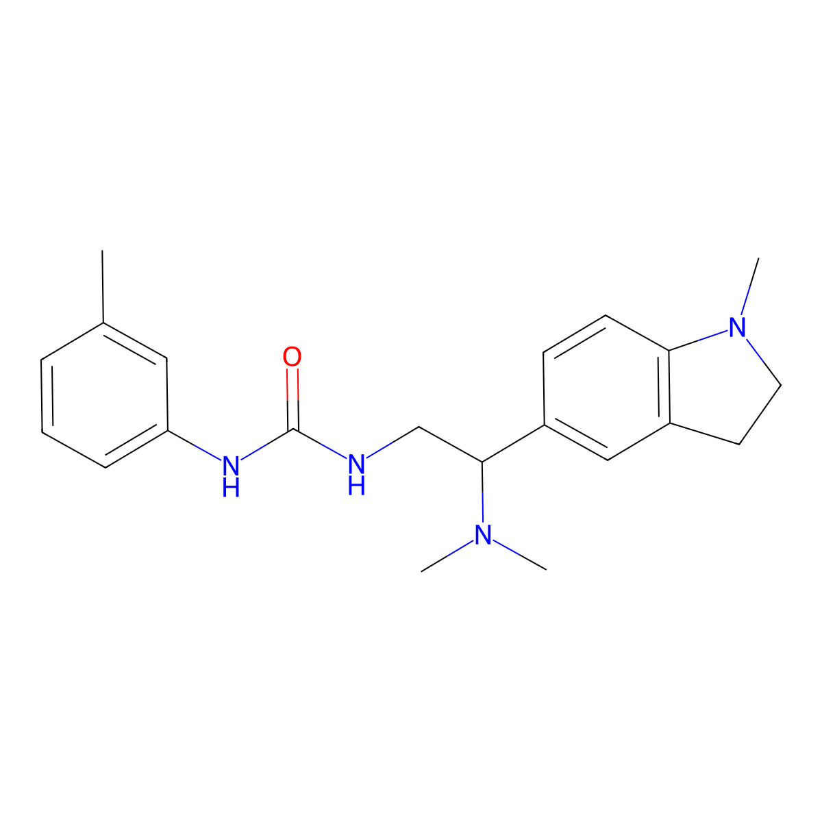 1-(2-(Dimethylamino)-2-(1-methylindolin-5-yl)ethyl)-3-(m-tolyl)urea molecular structure, CAS 1170616-53-1