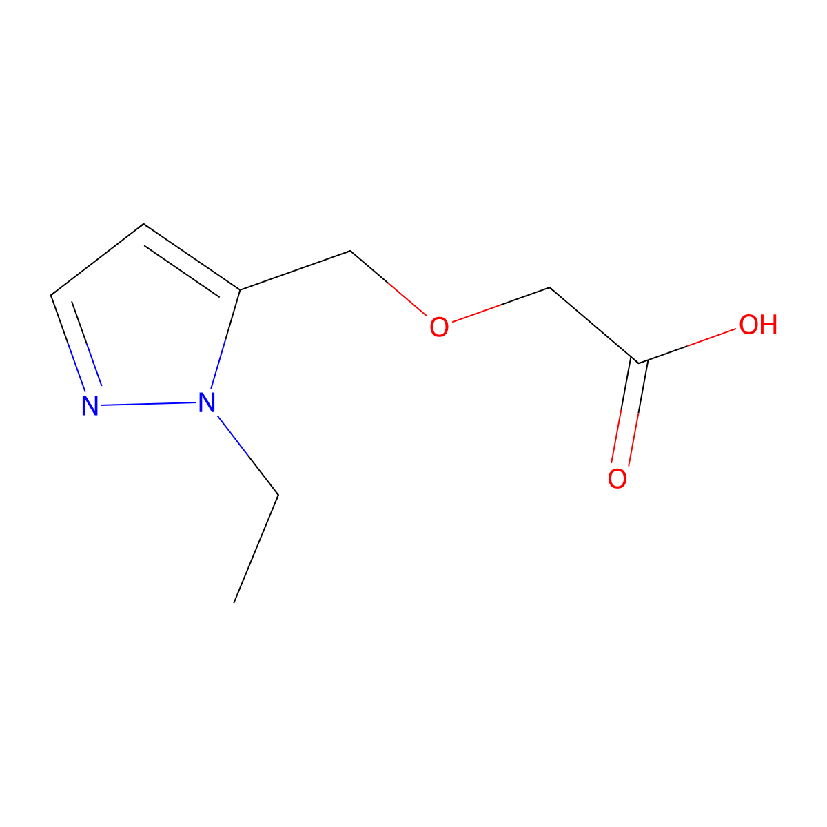 2-[(1-ethyl-1H-pyrazol-5-yl)methoxy]acetic acid molecular structure, CAS 1170618-15-1