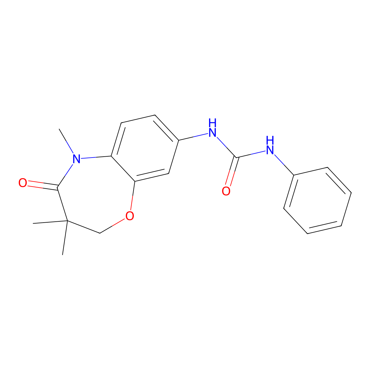 1-Phenyl-3-(3,3,5-trimethyl-4-oxo-2,3,4,5-tetrahydrobenzo[b][1,4]oxazepin-8-yl)urea molecular structure, CAS 1170621-00-7