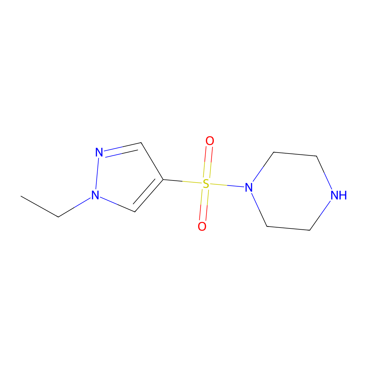 1-[(1-ethyl-1H-pyrazol-4-yl)sulfonyl]piperazine molecular structure, CAS 1170622-94-2