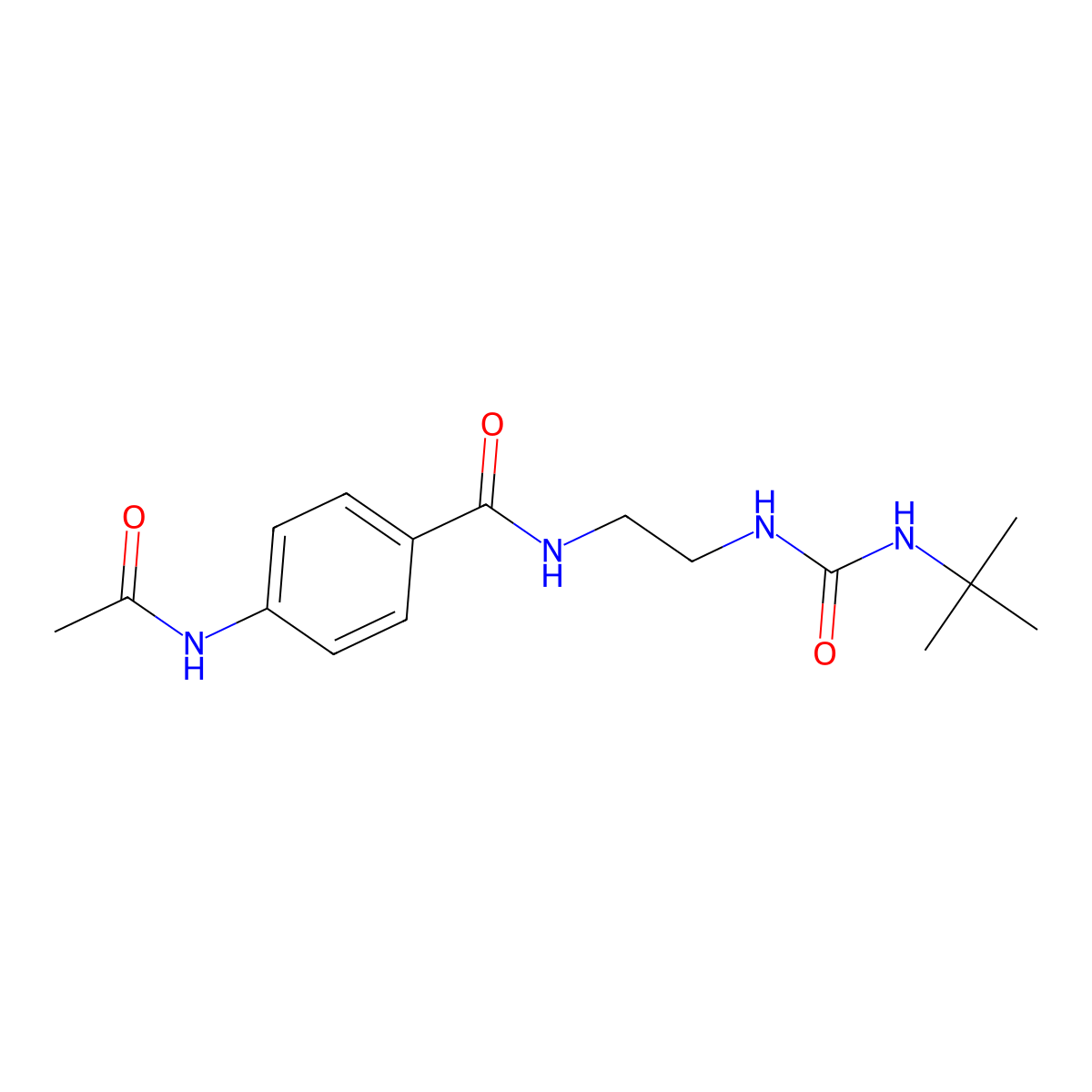 4-acetamido-N-(2-(3-(tert-butyl)ureido)ethyl)benzamide molecular structure, CAS 1170623-57-0