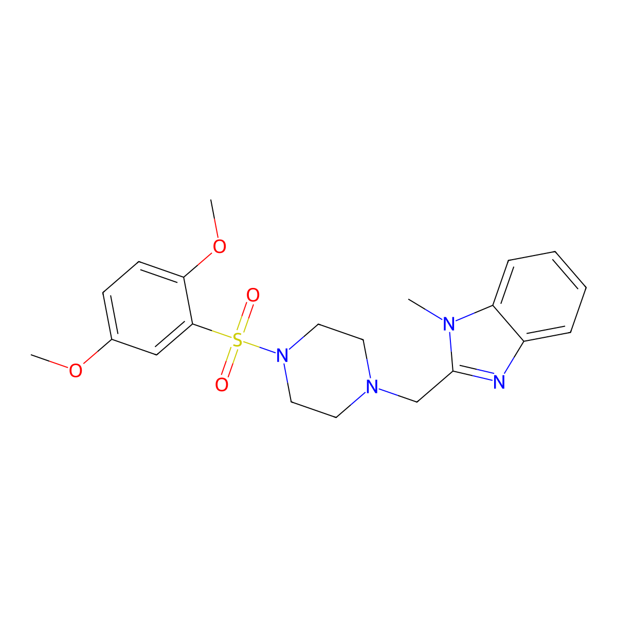 2-((4-((2,5-dimethoxyphenyl)sulfonyl)piperazin-1-yl)methyl)-1-methyl-1H-benzo[d]imidazole molecular structure, CAS 1170624-71-1