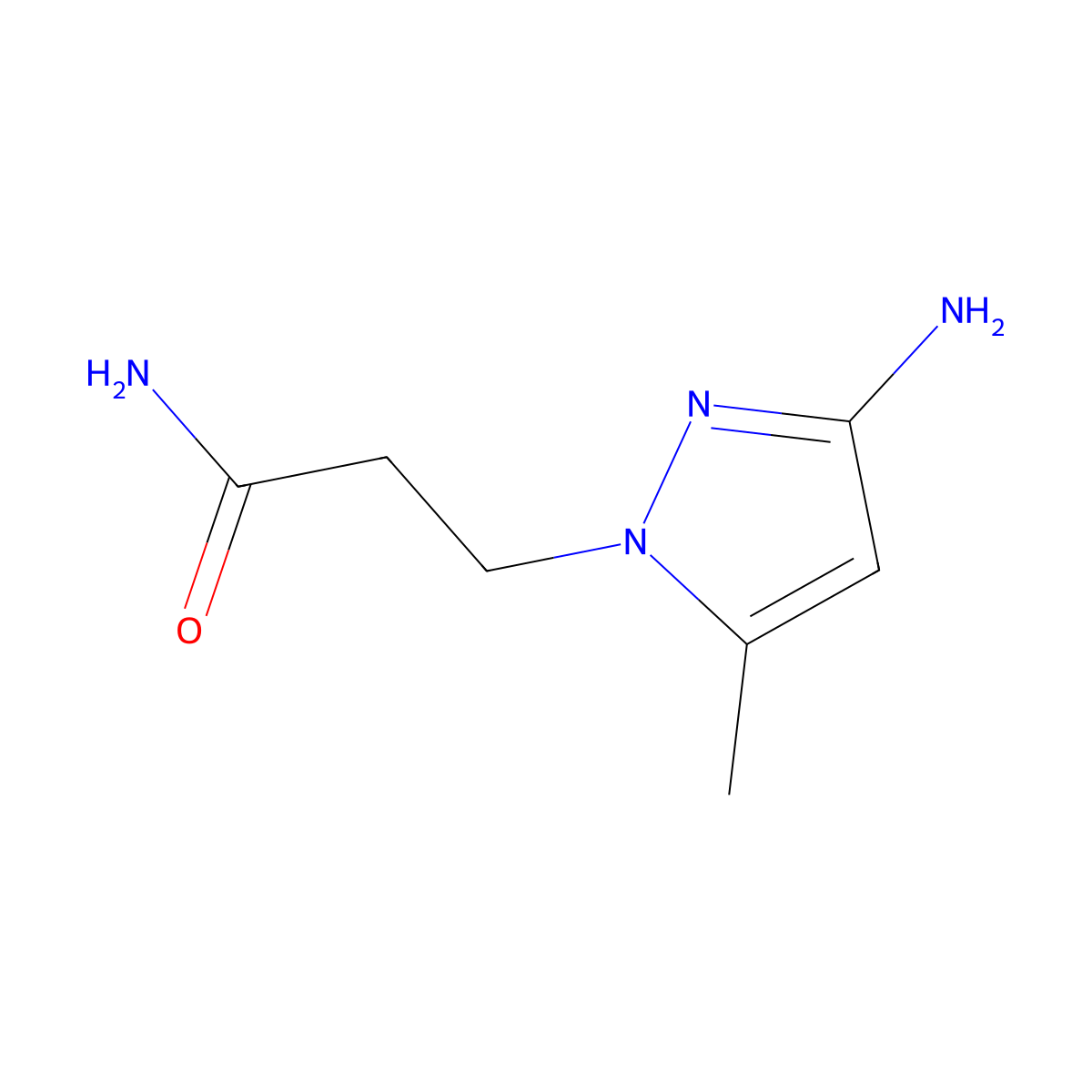 3-(3-amino-5-methyl-1H-pyrazol-1-yl)propanamide molecular structure, CAS 1170626-07-9