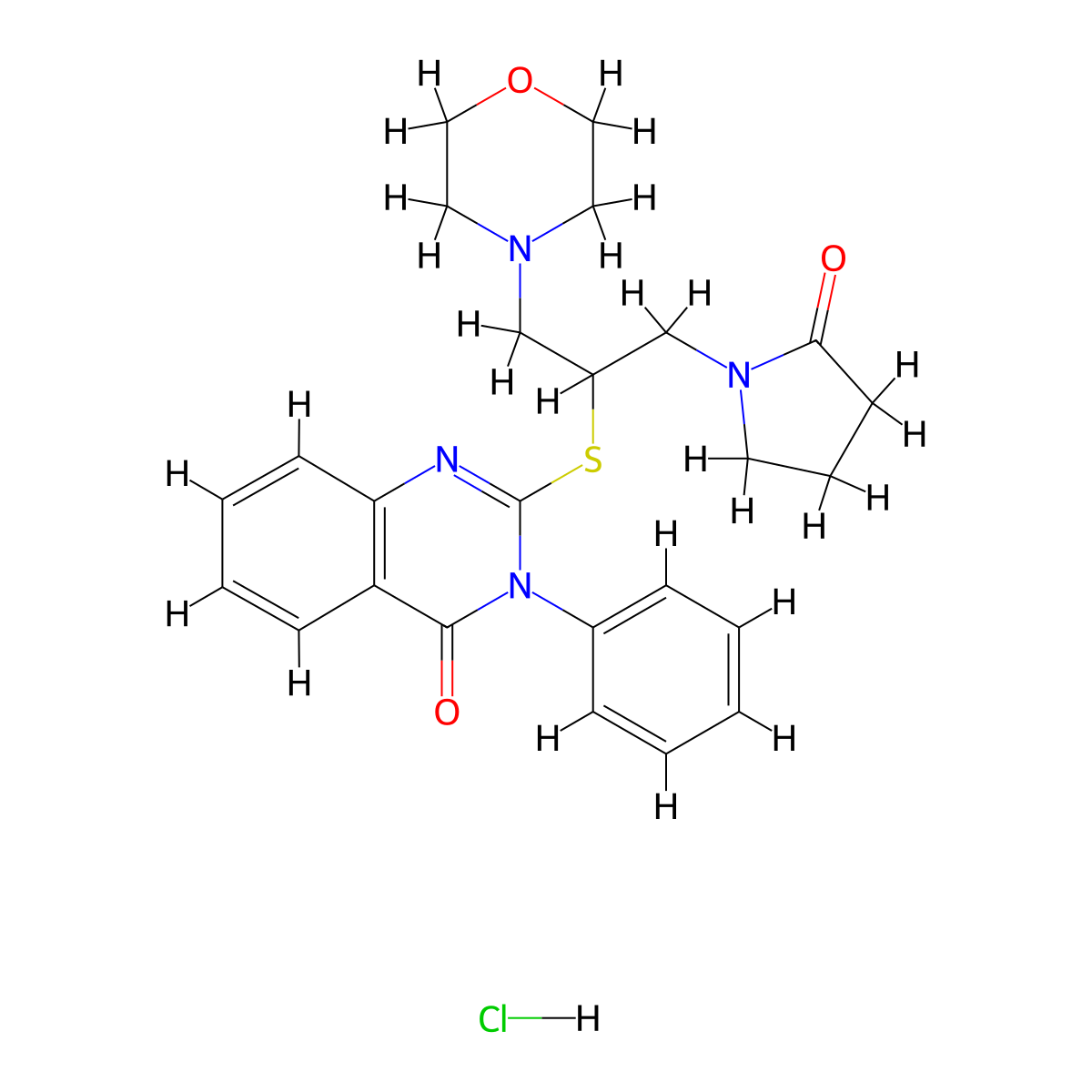 4(3H)-Quinazolinone, 2-((1-(4-morpholinylmethyl)-2-(2-oxo-1-pyrrolidinyl)ethyl)thio)-3-phenyl-, monohydrochloride molecular structure, CAS 117063-97-5
