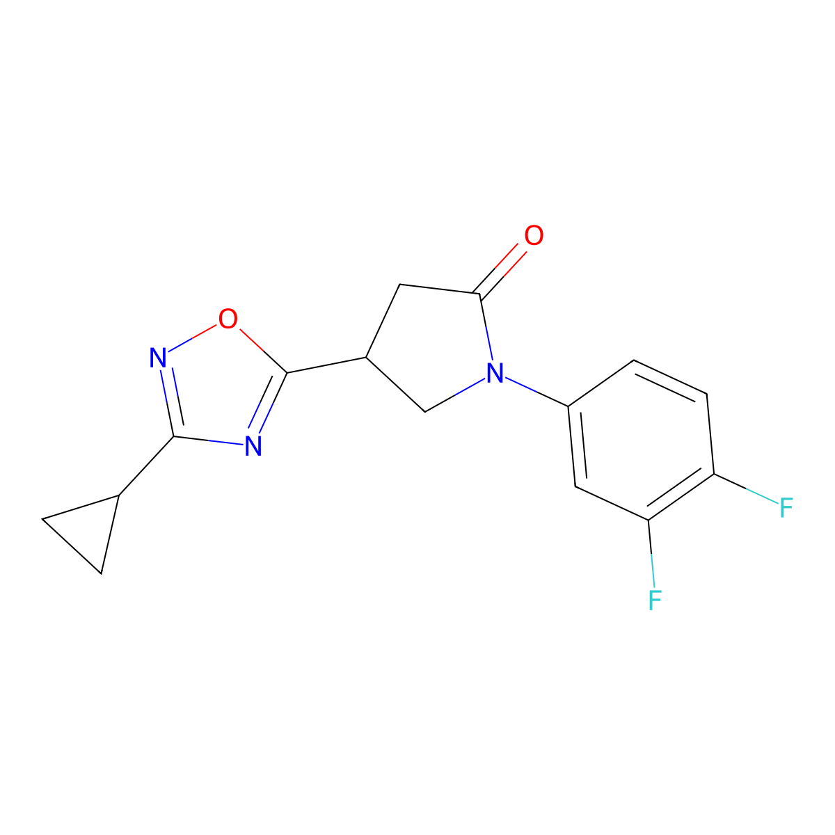 4-(3-Cyclopropyl-1,2,4-oxadiazol-5-yl)-1-(3,4-difluorophenyl)pyrrolidin-2-one molecular structure, CAS 1170632-06-0