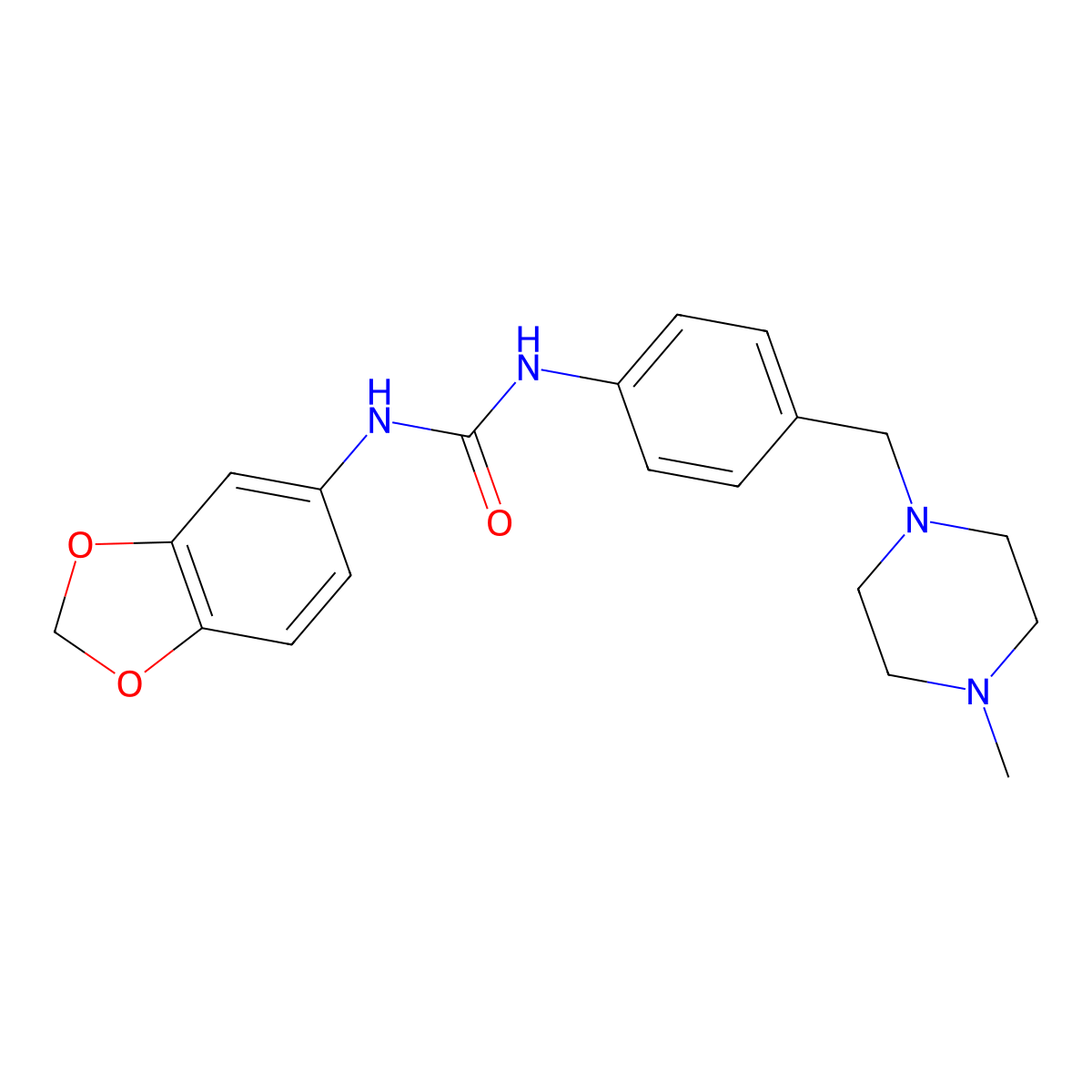 1-(Benzo[d][1,3]dioxol-5-yl)-3-(4-((4-methylpiperazin-1-yl)methyl)phenyl)urea molecular structure, CAS 1170634-68-0