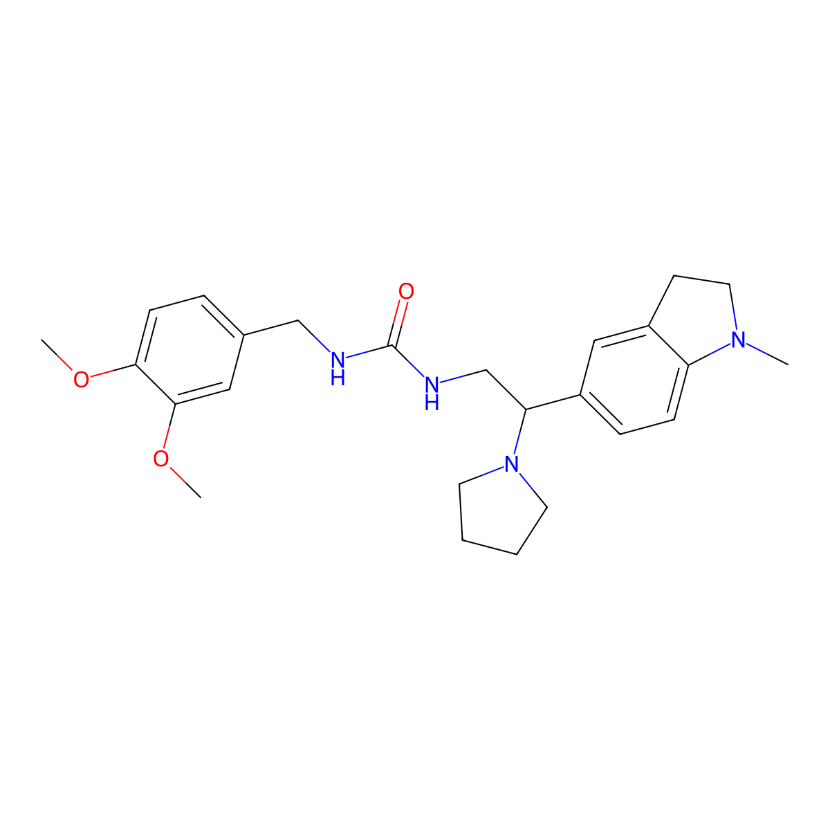 1-(3,4-Dimethoxybenzyl)-3-(2-(1-methylindolin-5-yl)-2-(pyrrolidin-1-yl)ethyl)urea molecular structure, CAS 1170634-86-2