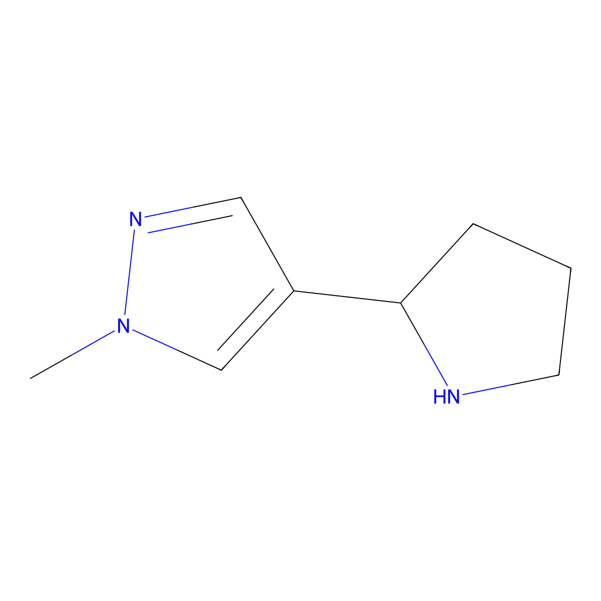 1-methyl-4-(pyrrolidin-2-yl)-1H-pyrazole molecular structure, CAS 1170640-87-5