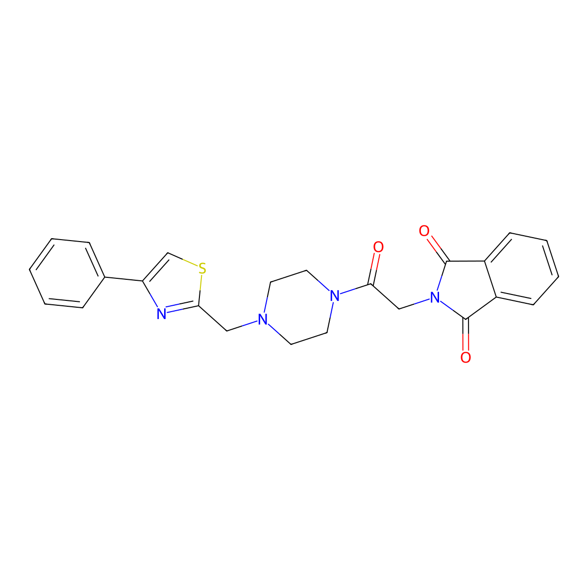 2-(2-Oxo-2-(4-((4-phenylthiazol-2-yl)methyl)piperazin-1-yl)ethyl)isoindoline-1,3-dione molecular structure, CAS 1170641-16-3