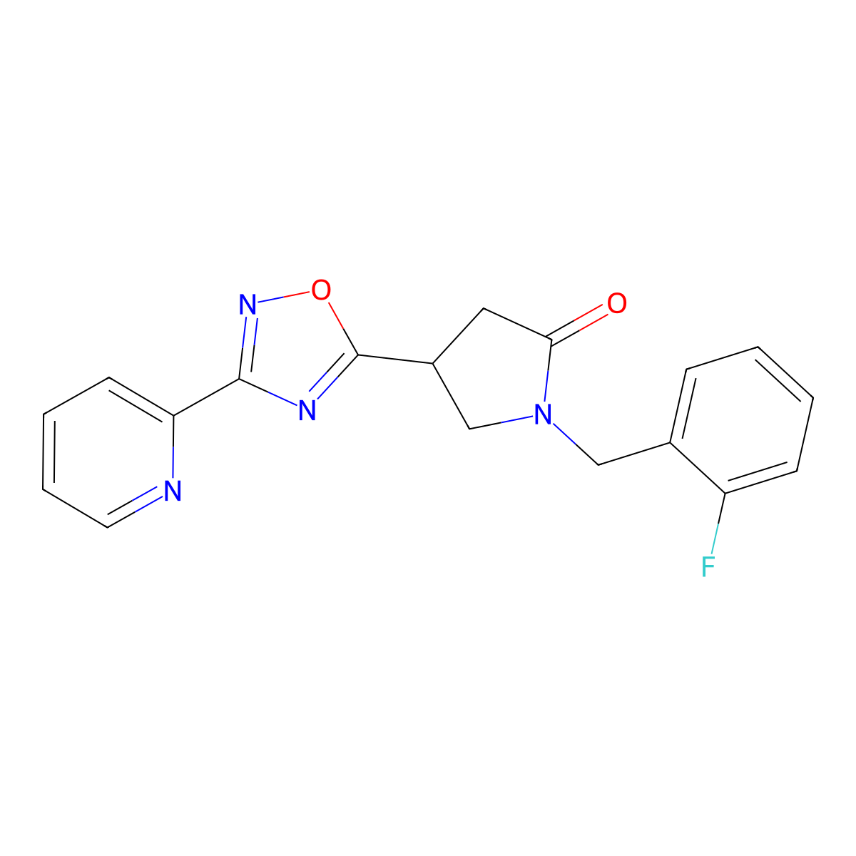 1-(2-Fluorobenzyl)-4-(3-(pyridin-2-yl)-1,2,4-oxadiazol-5-yl)pyrrolidin-2-one molecular structure, CAS 1170641-37-8