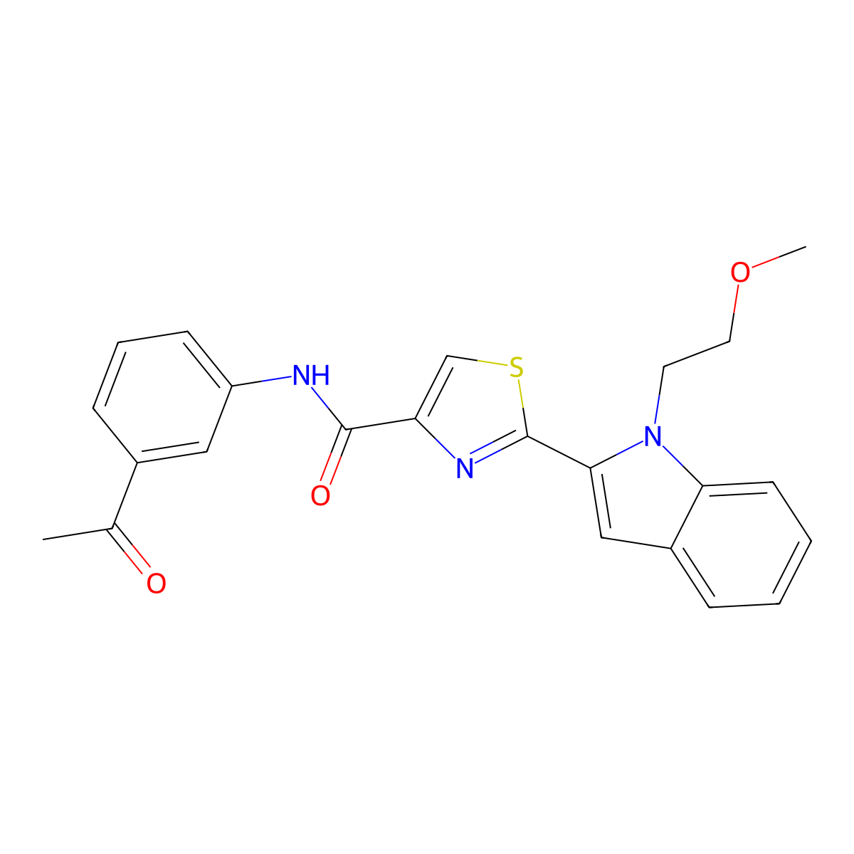 N-(3-acetylphenyl)-2-(1-(2-methoxyethyl)-1H-indol-2-yl)thiazole-4-carboxamide molecular structure, CAS 1170642-16-6