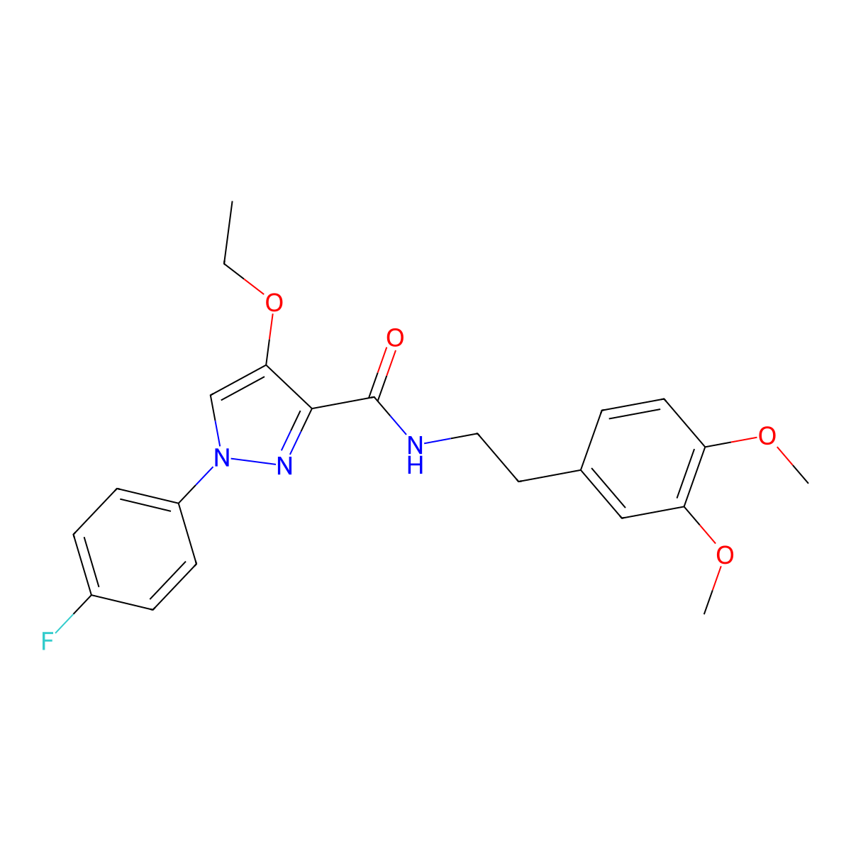 N-(3,4-dimethoxyphenethyl)-4-ethoxy-1-(4-fluorophenyl)-1H-pyrazole-3-carboxamide molecular structure, CAS 1170643-58-9