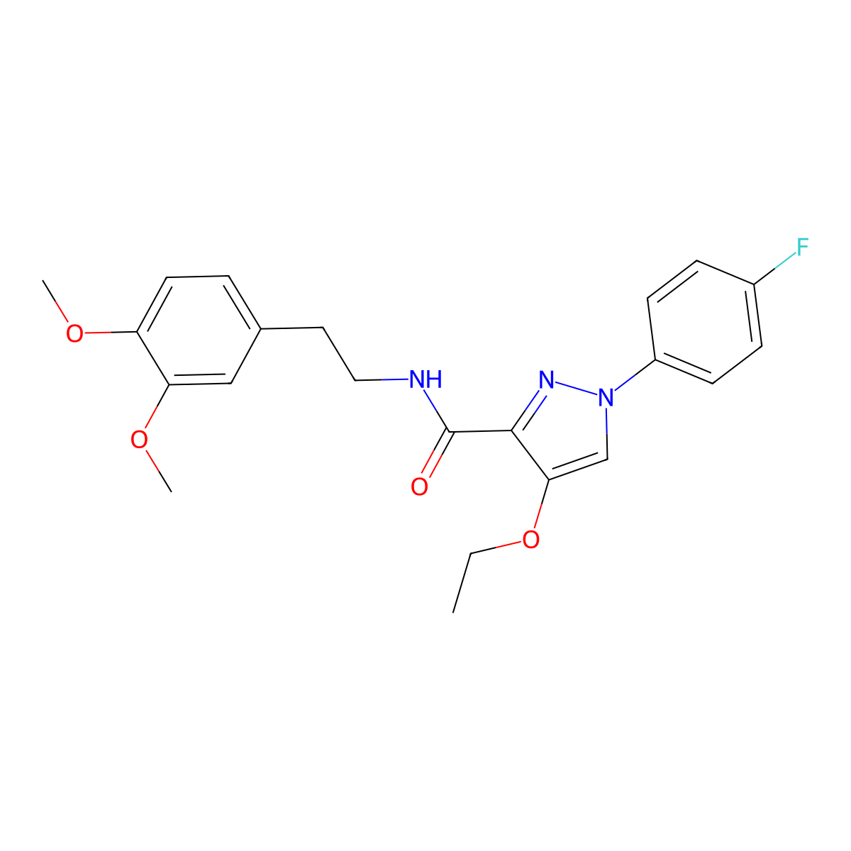 N-(3,4-dimethoxyphenethyl)-4-ethoxy-1-(4-fluorophenyl)-1H-pyrazole-3-carboxamide molecular structure, CAS 1170643-58-9