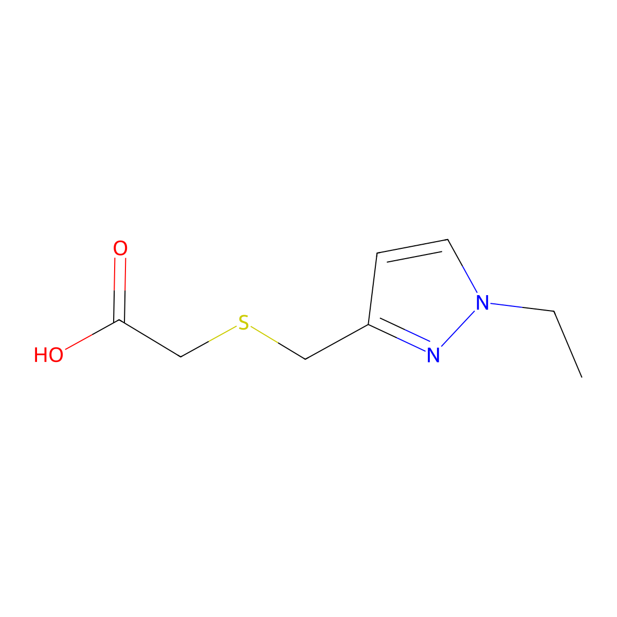 {[(1-ethyl-1H-pyrazol-3-yl)methyl]thio}acetic acid molecular structure, CAS 1170645-76-7