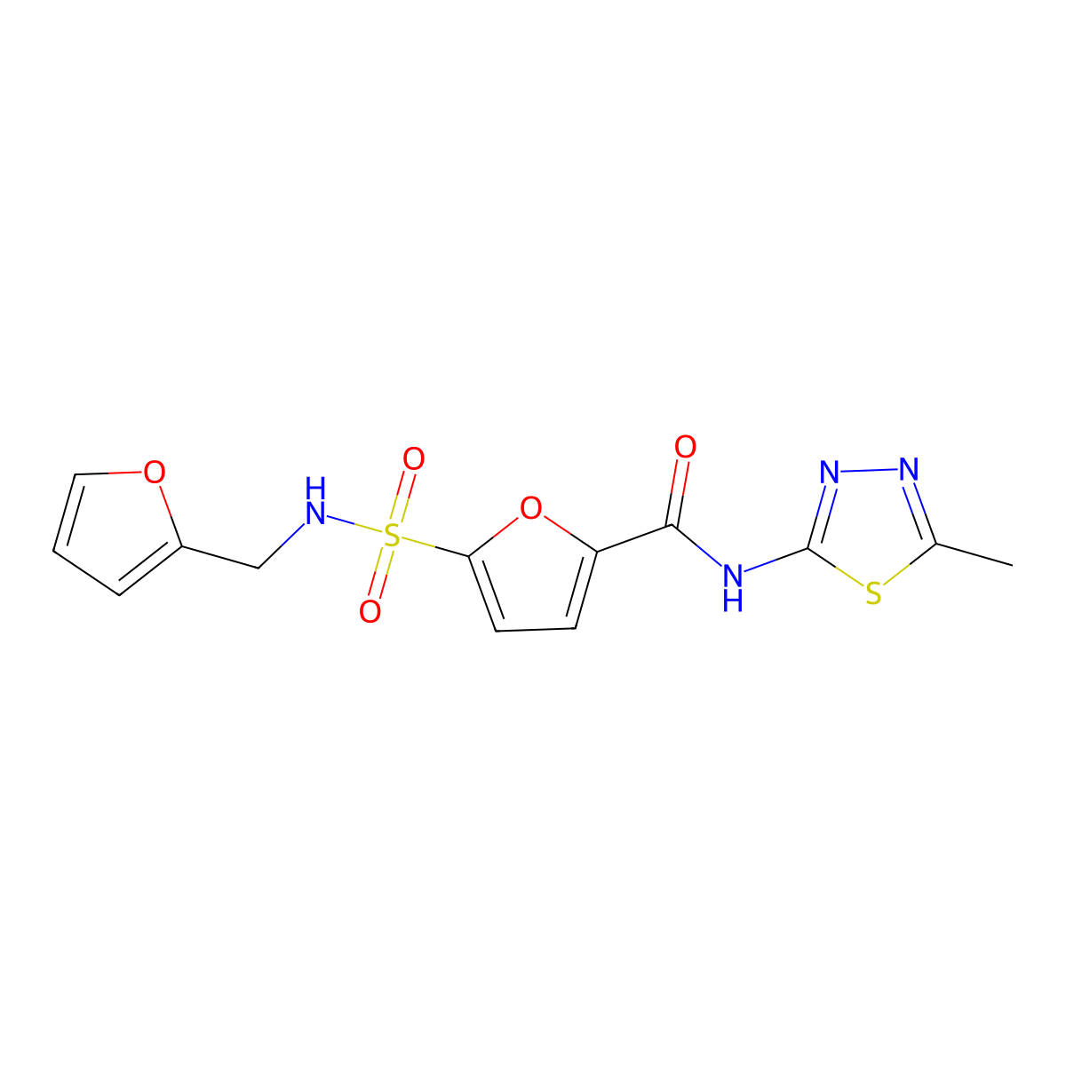 5-(N-(furan-2-ylmethyl)sulfamoyl)-N-(5-methyl-1,3,4-thiadiazol-2-yl)furan-2-carboxamide molecular structure, CAS 1170647-47-8