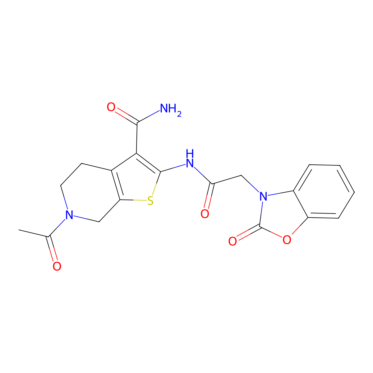 6-acetyl-2-(2-(2-oxobenzo[d]oxazol-3(2H)-yl)acetamido)-4,5,6,7-tetrahydrothieno[2,3-c]pyridine-3-carboxamide molecular structure, CAS 1170648-67-5
