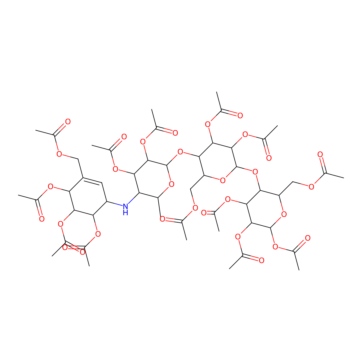 Acarbose Tridecaacetate molecular structure, CAS 117065-98-2