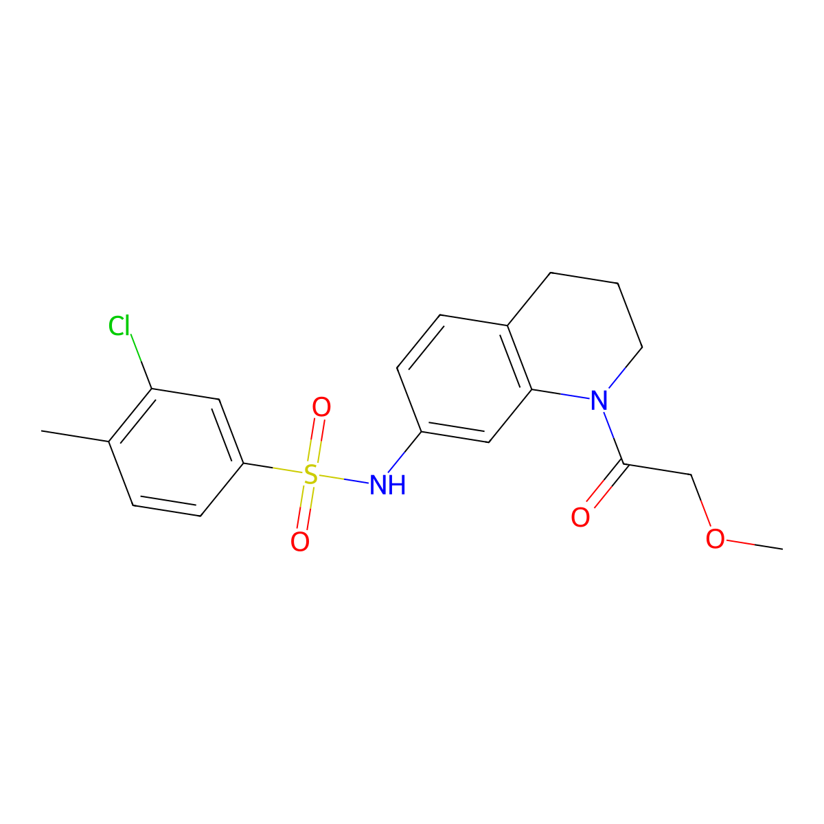 3-chloro-N-(1-(2-methoxyacetyl)-1,2,3,4-tetrahydroquinolin-7-yl)-4-methylbenzenesulfonamide molecular structure, CAS 1170650-54-0