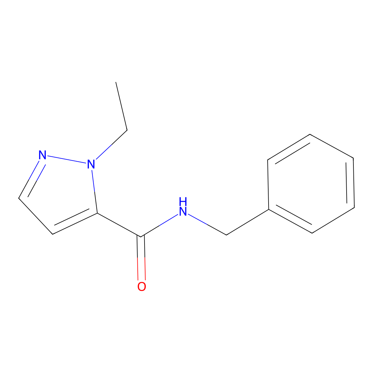 N-benzyl-1-ethyl-1H-pyrazole-5-carboxamide molecular structure, CAS 1170652-45-5