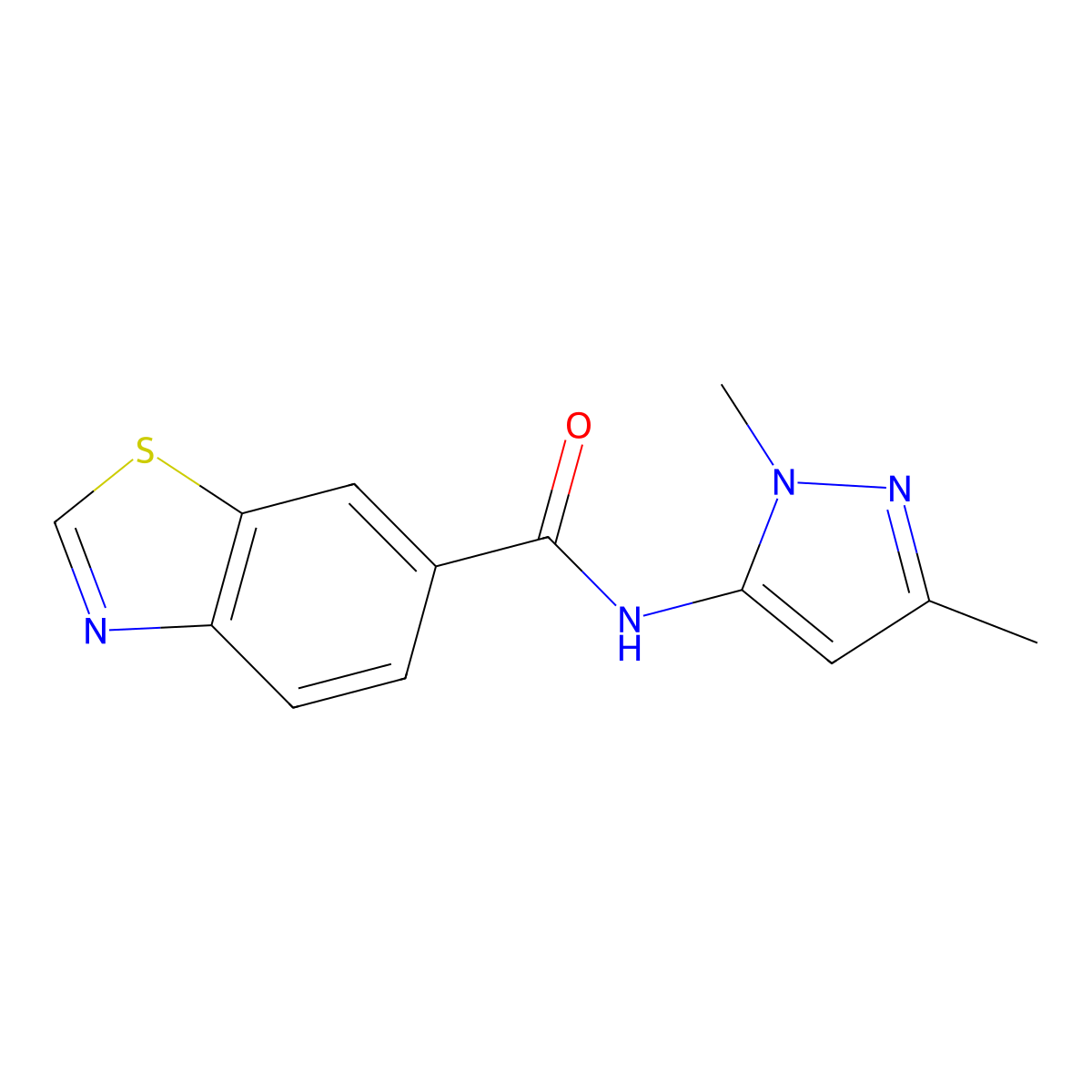 N-(1,3-dimethyl-1H-pyrazol-5-yl)benzo[d]thiazole-6-carboxamide molecular structure, CAS 1170655-28-3
