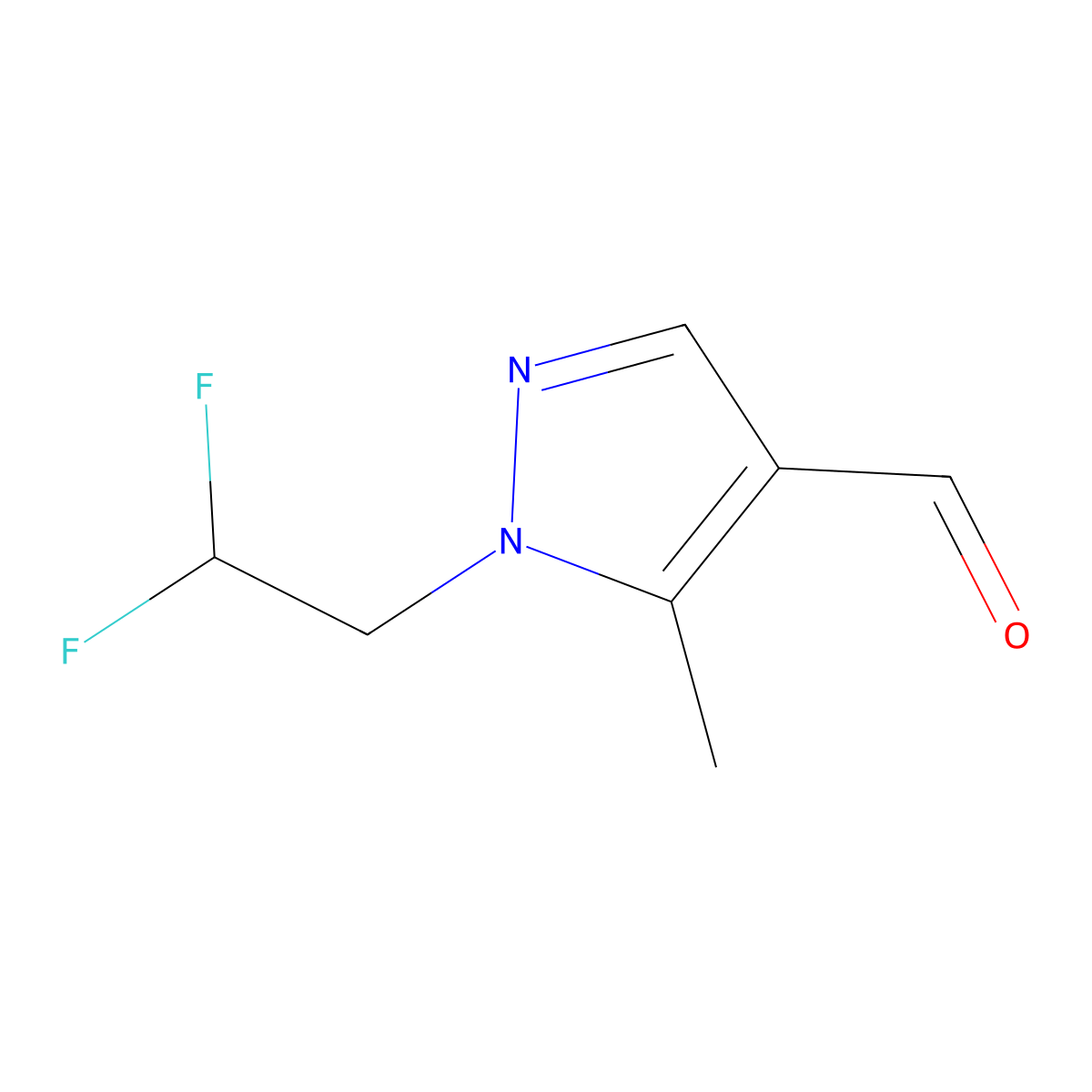 1-(2,2-difluoroethyl)-5-methyl-1H-pyrazole-4-carbaldehyde molecular structure, CAS 1170655-68-1