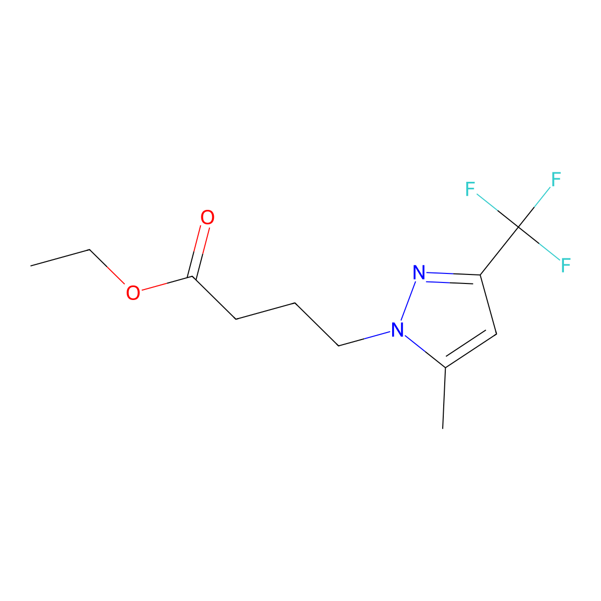 Ethyl 4-(5-methyl-3-(trifluoromethyl)-1H-pyrazol-1-yl)butanoate molecular structure, CAS 1170658-04-4