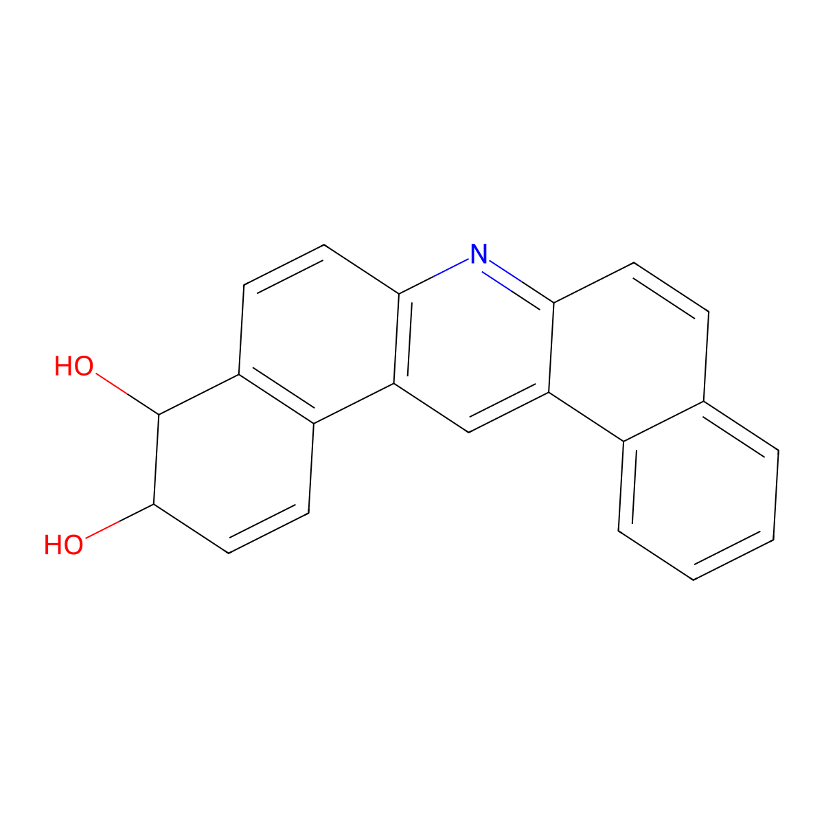Dibenz(a,j)acridine-3,4-diol, 3,4-dihydro-, trans- molecular structure, CAS 117066-30-5
