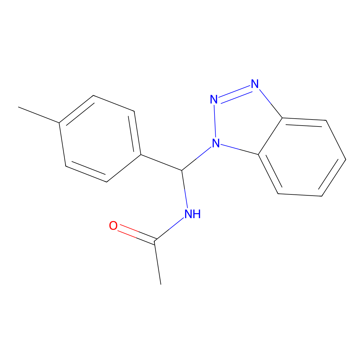 N-(1H-Benzotriazol-1-yl(4-methylphenyl)methyl)acetamide molecular structure, CAS 117067-49-9