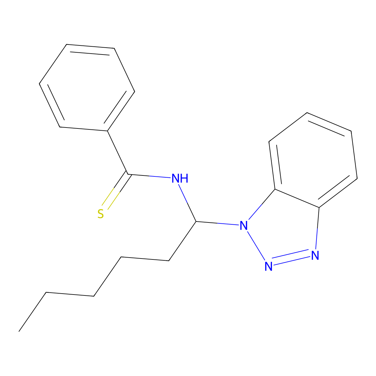 N-[1-(1H-1,2,3-Benzotriazol-1-yl)hexyl]benzenecarbothioamide molecular structure, CAS 117067-53-5