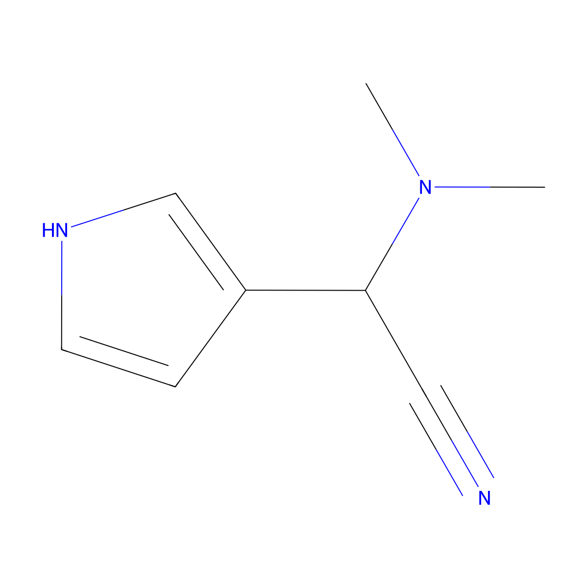 2-(dimethylamino)-2-(1H-pyrrol-3-yl)acetonitrile molecular structure, CAS 117067-99-9