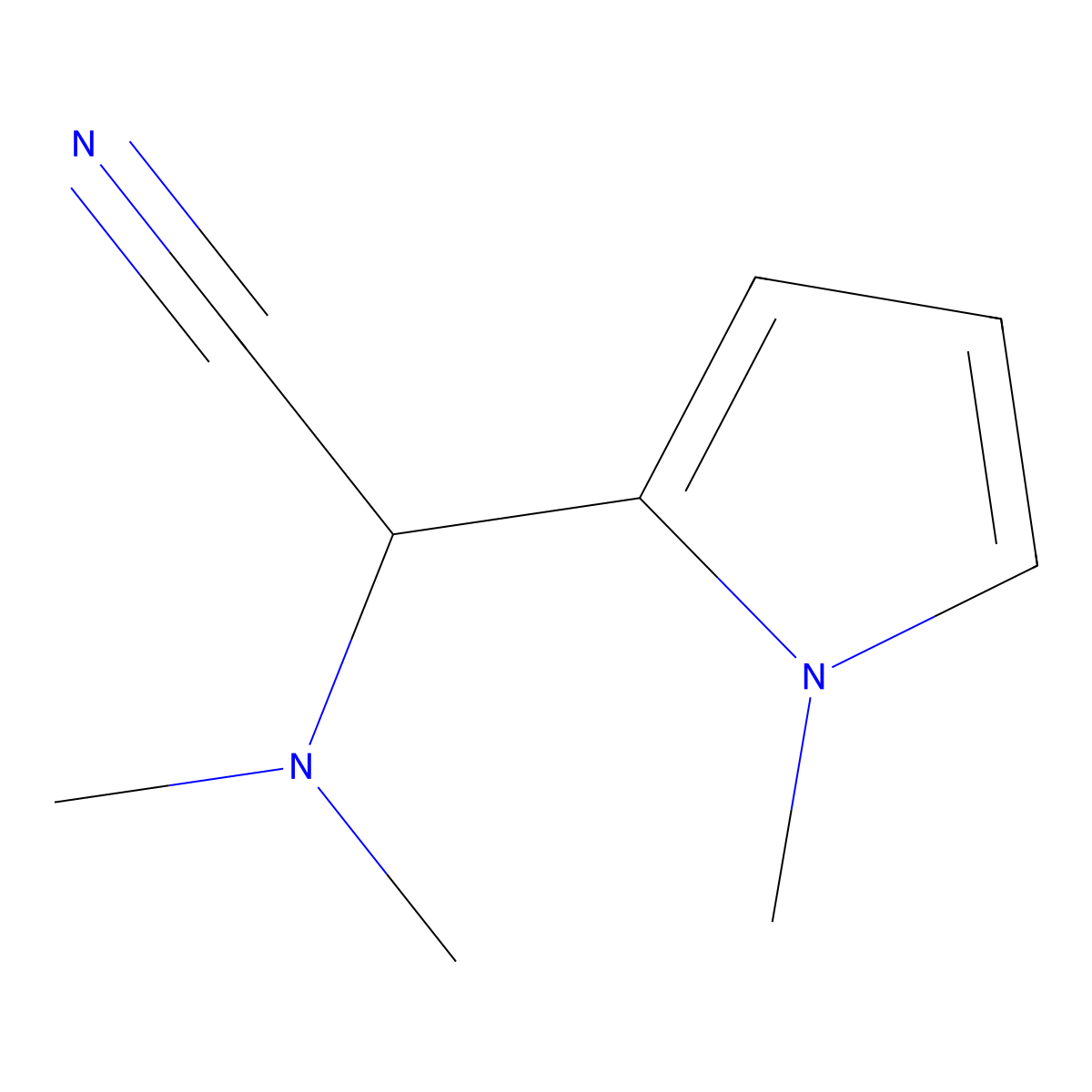 2-(dimethylamino)-2-(1-methyl-1H-pyrrol-2-yl)acetonitrile molecular structure, CAS 117068-07-2
