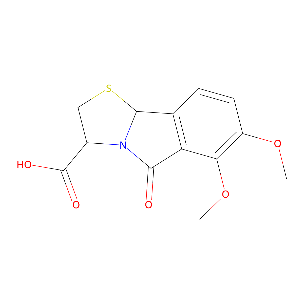 6,7-Dimethoxy-5-oxo-2,3,5,9b-tetrahydro[1,3]thiazolo[2,3-a]isoindole-3-carboxylic acid molecular structure, CAS 1170695-07-4