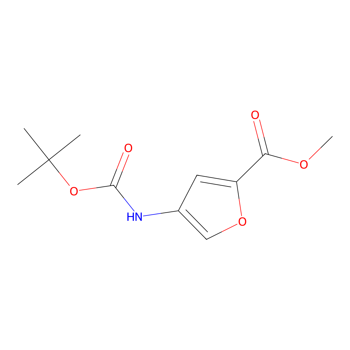 Methyl 4-((tert-butoxycarbonyl)amino)furan-2-carboxylate molecular structure, CAS 1170719-58-0